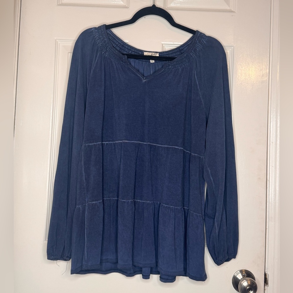 Wonderly Navy Long Sleeve Blouse